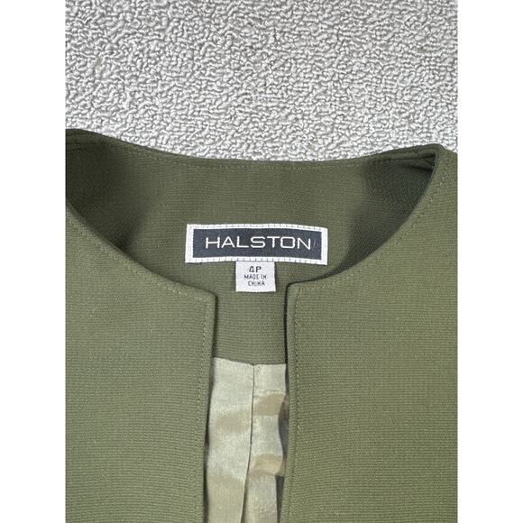 Halston Suit Set Skirt Jacket Career Academia Green Size 4 Petite - Picture 5 of 16